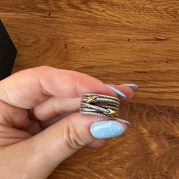 David Yurman Silver and Gold Twisted Ring - Picture 1 of 5